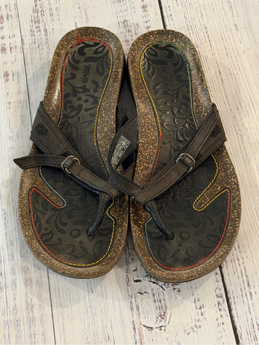 TEVA Cork Ventura Womens Size 9 Casual Brown Flip Flop Slipper Thong Sandals
